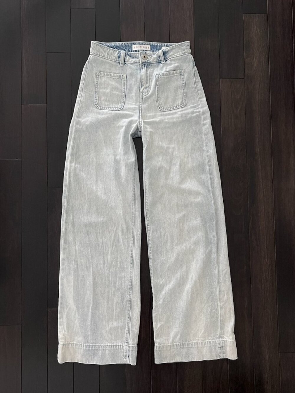 V-SIXTYFOUR Light Wash Wide Leg Jeans - High Waisted Carpenter Style Denim - XS